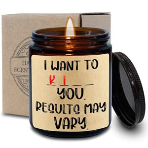arhalulu scented jar candles, funny gift candle for women – i want to kick or kiss you candle – hilarious gag candle gifts for women, men, couples, lover, bestie, best friends, valentines day gift