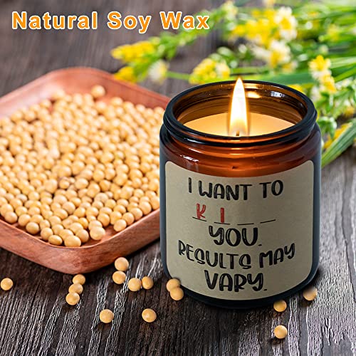 Arhalulu Scented Jar Candles, Funny Gift Candle for Women - I Want to Kick or Kiss You Candle - Hilarious Gag Candle Gifts for Women, Men, Couples, Lover, Bestie, Best Friends, Valentines Day Gift