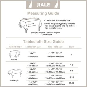 JIALE Table Cloth Rectangle Table, Heavy Duty Cotton Linen Waterproof Tablecloths Farmhouse Tablecloth, Soft and Wrinkle Free Table Cover with Tassels, 55''x 86'', 6-8 Seats