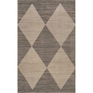 nuLOOM Simple Diamond Easy-Jute Machine Washable Area Rug, 5' x 8', Brown