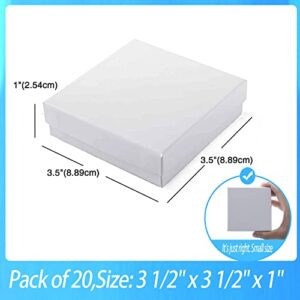 20 Pack Cardboard Jewelry Boxes Bulk -3.5"x3.5"x1" Cotton Filled Small Gift Boxes With Lids For Jewelry Packaging,White Small Jewelry Gift Boxes For Necklaces and Bracelets.small Gift Box For Jewelry