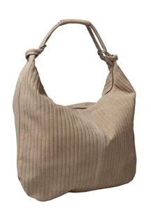 pierre cardin beige leather large hobo relaxed suede shoulder bag for womens
