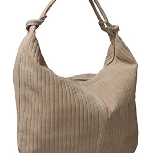 Pierre Cardin Beige Leather Large Hobo Relaxed Suede Shoulder Bag for womens