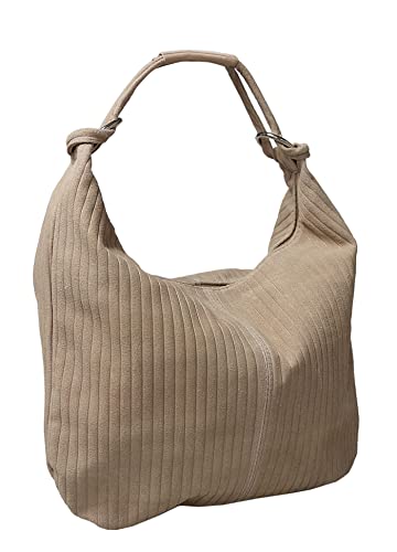 Pierre Cardin Beige Leather Large Hobo Relaxed Suede Shoulder Bag for womens