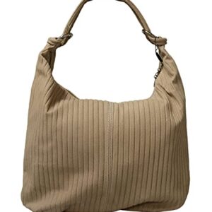 Pierre Cardin Beige Leather Large Hobo Relaxed Suede Shoulder Bag for womens