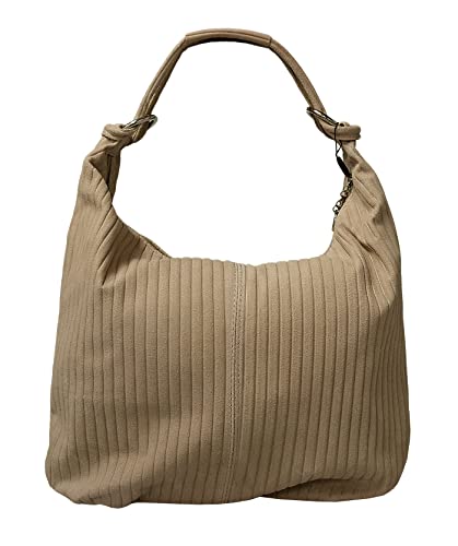 Pierre Cardin Beige Leather Large Hobo Relaxed Suede Shoulder Bag for womens