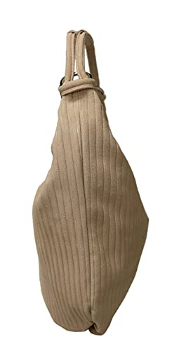 Pierre Cardin Beige Leather Large Hobo Relaxed Suede Shoulder Bag for womens