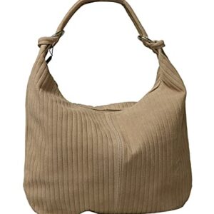 Pierre Cardin Beige Leather Large Hobo Relaxed Suede Shoulder Bag for womens