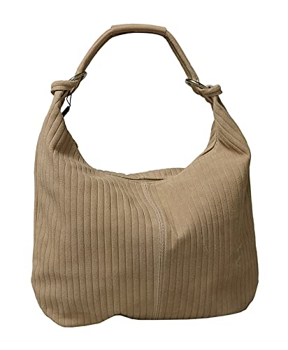 Pierre Cardin Beige Leather Large Hobo Relaxed Suede Shoulder Bag for womens