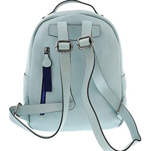 Pierre Cardin Light Blue Leather Classic Medium Double Zip Fashion Backpack for womens