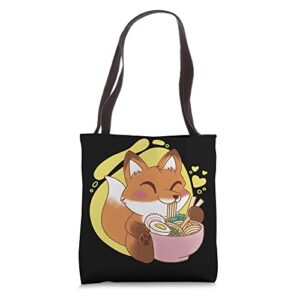 small fox is noodles ramen anime kawaii neko tote bag