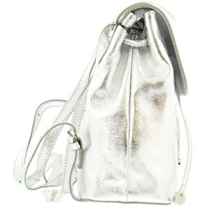 Pierre Cardin Silver Leather Metallic Star Studded Medium Fashion Backpack for womens