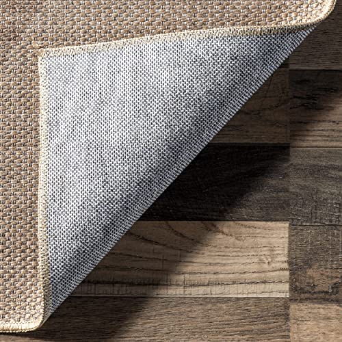 nuLOOM Simple Diamond Easy-Jute Machine Washable Area Rug, 5' x 8', Natural