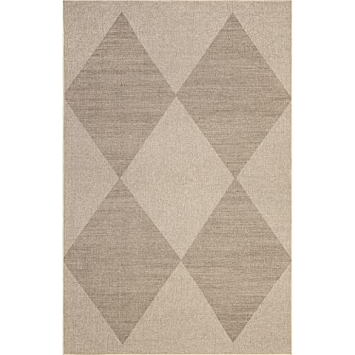 nuLOOM Simple Diamond Easy-Jute Machine Washable Area Rug, 5' x 8', Natural