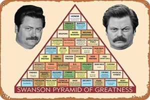 wasubea metal tin sign ron swanson pyramid of greatness tv show poster print wall art for home 8×12 inch