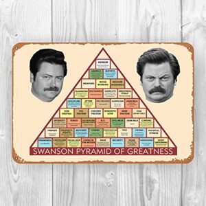 WASUBEA Metal Tin Sign Ron Swanson Pyramid of Greatness TV Show Poster Print Wall Art for Home 8x12 Inch