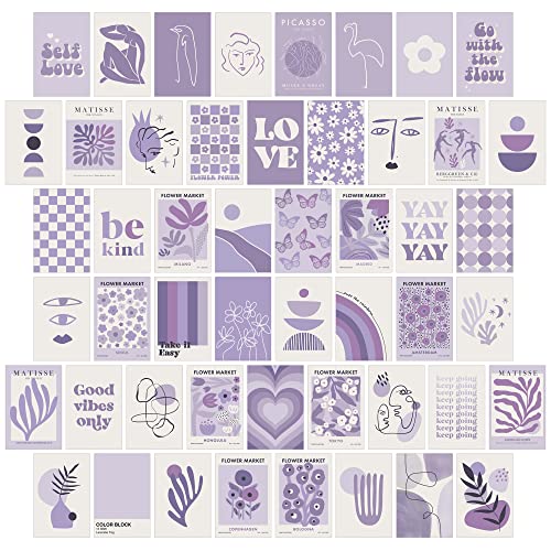 wall67 Purple Room Decor Aesthetic,Lavender Wall Collage Kit Posters for Room Aesthetic Posters Prints,Purple Aesthetic Dorm Room Decor for Teen Girl (50pcs 4x6 inch