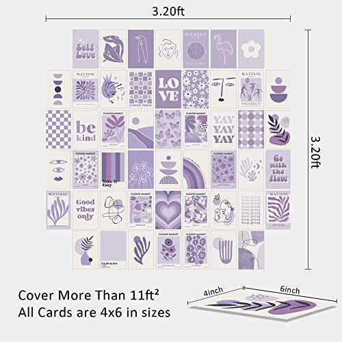 wall67 Purple Room Decor Aesthetic,Lavender Wall Collage Kit Posters for Room Aesthetic Posters Prints,Purple Aesthetic Dorm Room Decor for Teen Girl (50pcs 4x6 inch