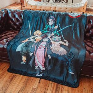 Surreal Entertainment Demon Slayer Group 45 x 60 Inch Fleece Throw Blanket Black