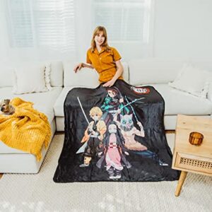 Surreal Entertainment Demon Slayer Group 45 x 60 Inch Fleece Throw Blanket Black