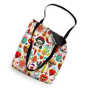 Mexican Red Chilli Pepper Sacred Hearts Sugar Skull Pattern Tote Bag