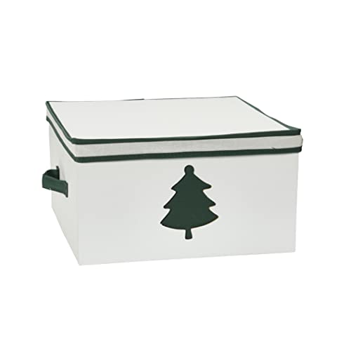 Household Essentials Holiday Storage Box, Large, Green Tree, Natural & Green