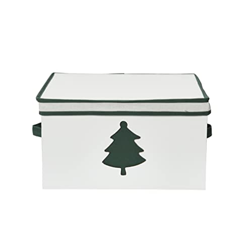 Household Essentials Holiday Storage Box, Large, Green Tree, Natural & Green