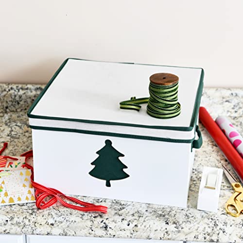 Household Essentials Holiday Storage Box, Large, Green Tree, Natural & Green