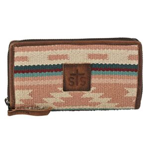 sts ranch wear women’s palomino bifold wallet | lightweight compact zipper purse with interior pocket & card slots, multi-light pink serape, one size