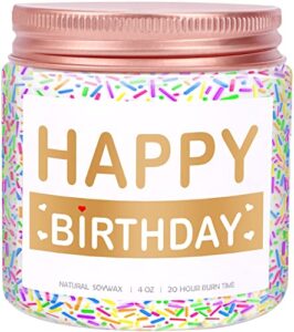 happy birthday candle – vanilla cake sprinkles scented soy nontoxic candles for gift – cool unique bday gift for women, her, mom, girlfriend, best friend, bday