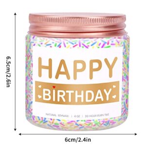 Happy Birthday Candle - Vanilla Cake Sprinkles Scented Soy Nontoxic Candles for Gift - Cool Unique Bday Gift for Women, Her, Mom, Girlfriend, Best Friend, Bday