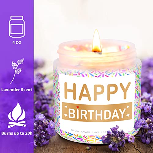 Happy Birthday Candle - Vanilla Cake Sprinkles Scented Soy Nontoxic Candles for Gift - Cool Unique Bday Gift for Women, Her, Mom, Girlfriend, Best Friend, Bday