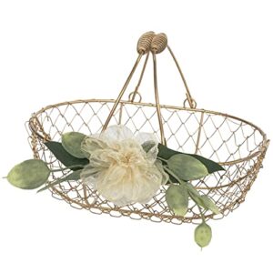 champagne gold flower girl basket – gold wire flower girl basket – boho flower girl gift – eucalyptus & gold floral wedding basket by ragga wedding