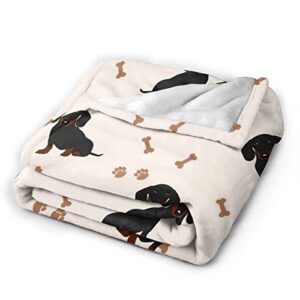 Dachshund Blanket Cute Soft Cozy Dachshund Fleece Blanket Warm Fuzzy Weiner Dog Paw Throw Blanket Dachshund Gifts Stuff for Women Kids Bed 40"X50"