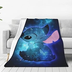 stitch blanket for all season super cozy soft lightweight flannel fleece plush throw blankets for home couch, bed, sofa, camping and traveling 80″x60″