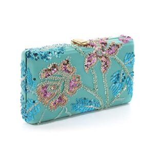 mxiaoxia vintage style sequined day clutch beading flower evening bags party bridal female handbags