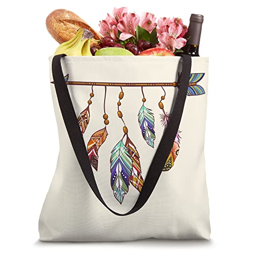 Bohemian Aesthetic Feathers On Arrow Bohemian Art Tote Bag