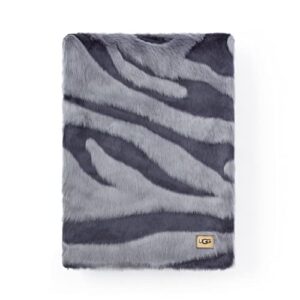 UGG Shayla Couch Throw – Carved Jacquard Faux Fur Textured Accent Blanket – Zebra Patterned – Cozy Home Décor – Soft, Plush, Luxurious Throw Blanket for Sofa or Bed - 50” x 70” - Space Age/Gravel