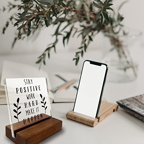 Inspirational Quotes Office Desk Sign, Motivational Minimalist Decor Art Acrylic Plaque With Wooden Stand Sign Home Office Desk Sign Gift for Women Cowoker Friend Colleague