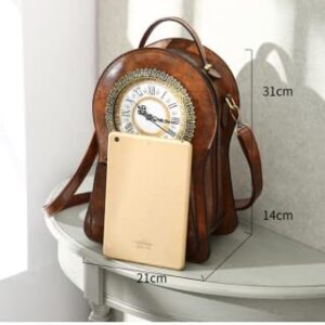 clock purse Real Working Clock Shoulderbags women's backpack vintage one shoulder messenger bag Cross Body for Women Girls (Black)