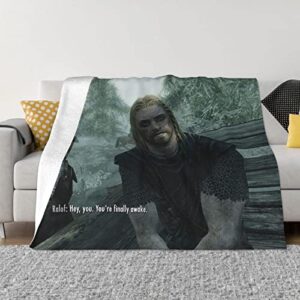 skyrim you’re finally awake blanket soft warm throw blankets 60″x50″ for bedroom couch travelling