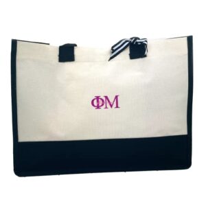 phi mu embroidered tote bag