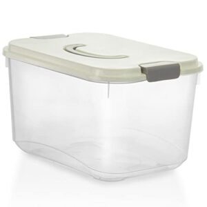 EZOWare 13 Quart Plastic Storage Box Tote Bins with Top Handle, Set of 6 Stackable Latch Storage Container Tote Boxes with Latching Lids - 11.4 x 8.3 x 7 inches, Clear/White