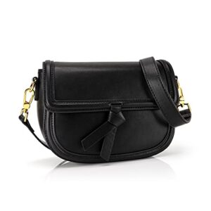 Jackie&Jill Small Crossbody Bags for Women,Soft Leather Women's Shoulder Handbags, Cute Designer Purses with 2 Size Straps. (Black)