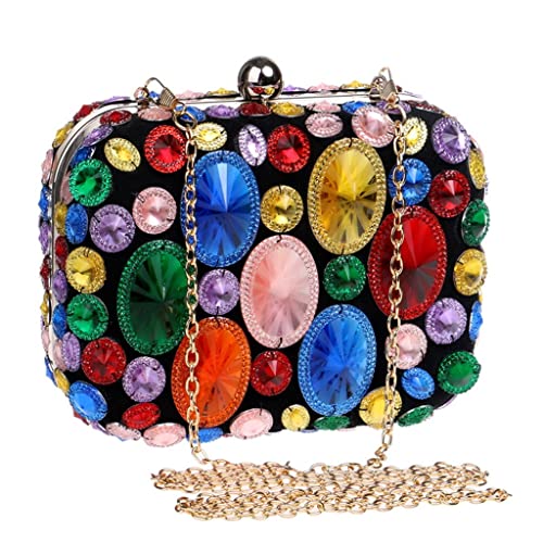 MXIAOXIA Acrylic Beaded Women Evening Bags with Chain Shoulder Small Purse Day Clutches for Wedding Party Dinner Evening Bags