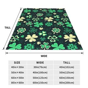 St Patricks Day Throw Blanket Warm Cozy Soft Ireland Clovers Flannel Fleece Blanket for Bedroom Sofa Room Home Decorative Fuzzy Blanket 50" x40