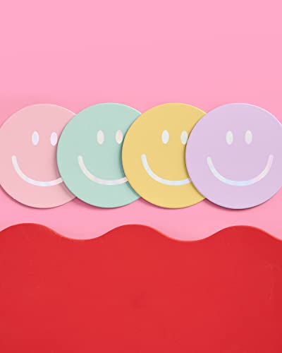 xo, Fetti Smile Pastel Party Drink Coasters - 16 pcs - Iridescent Foil | Happy Pastel Birthday Party Decorations, Cute Bachelorette Party, Cool Cocktail Disposable Coaster