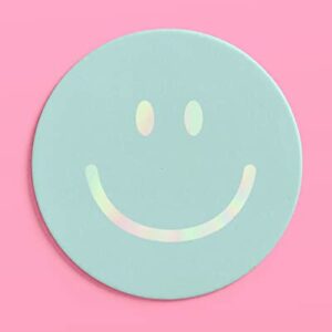 xo, Fetti Smile Pastel Party Drink Coasters - 16 pcs - Iridescent Foil | Happy Pastel Birthday Party Decorations, Cute Bachelorette Party, Cool Cocktail Disposable Coaster