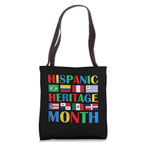 hispanic heritage month latin countries flags men women tote bag