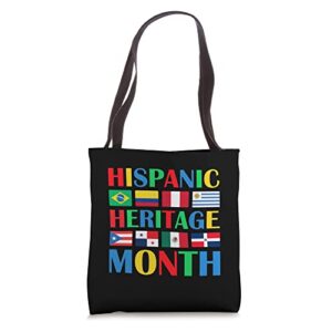 Hispanic Heritage Month Latin Countries Flags men women Tote Bag